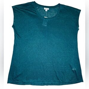 J.Jill Love Linen Blue Agave 100% Linen Sleeveless Top Size MT